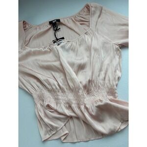 PAIGE Blush Pink Long-Sleeve Sheer Peasant Blouse